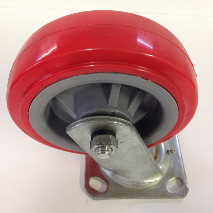 thumbnail image 2 of CasterHQ 6" Stainless Steel Swivel Caster With Brake - Blue Solid Poly Wheel, 1200 Lbs Capacity 2 of 6